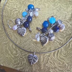 Italian Solid Sterling Silver Cluster Earrings W/Gift Pendant